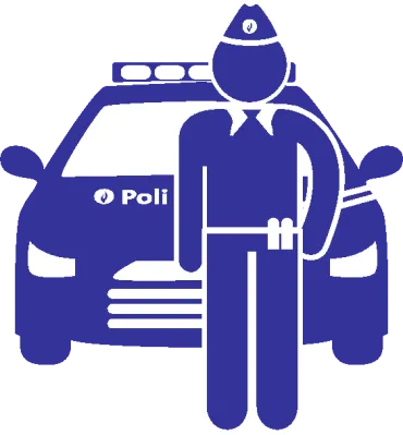 logo policier circulation devant voiture