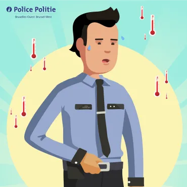 illustratie zwetende politieagent
